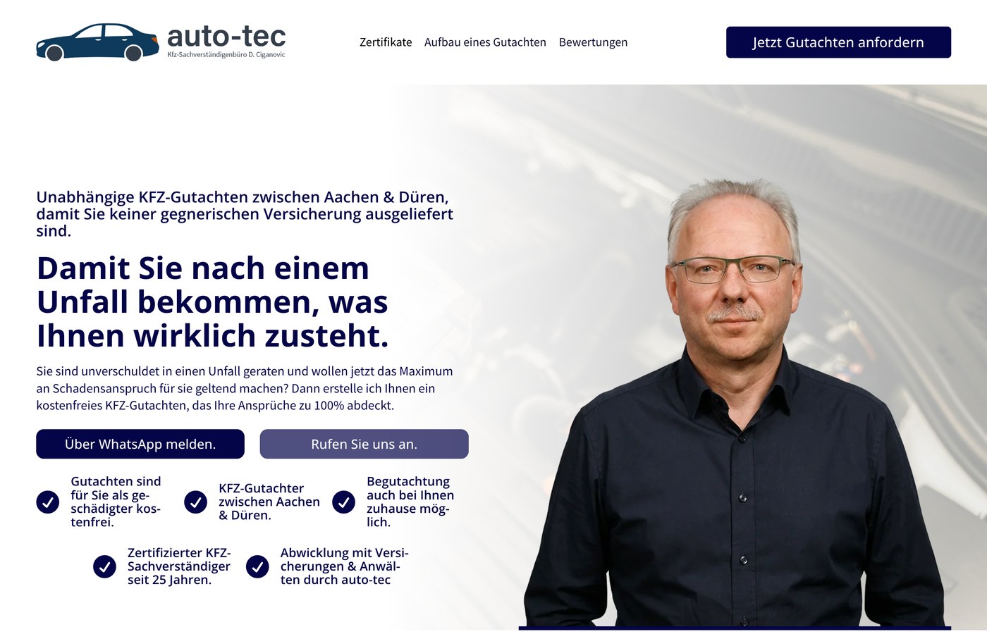 Website-Entwurf für ein KFZ-Sachverständigenbüro
